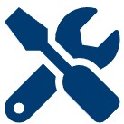 Icon representing service and preventative maintenance for industrial systems